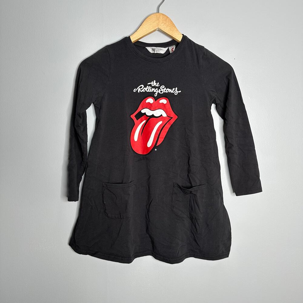 H&M Girl's Rolling Stones Long Sleeve A-Line Pocket Front Dress‎ Size 10